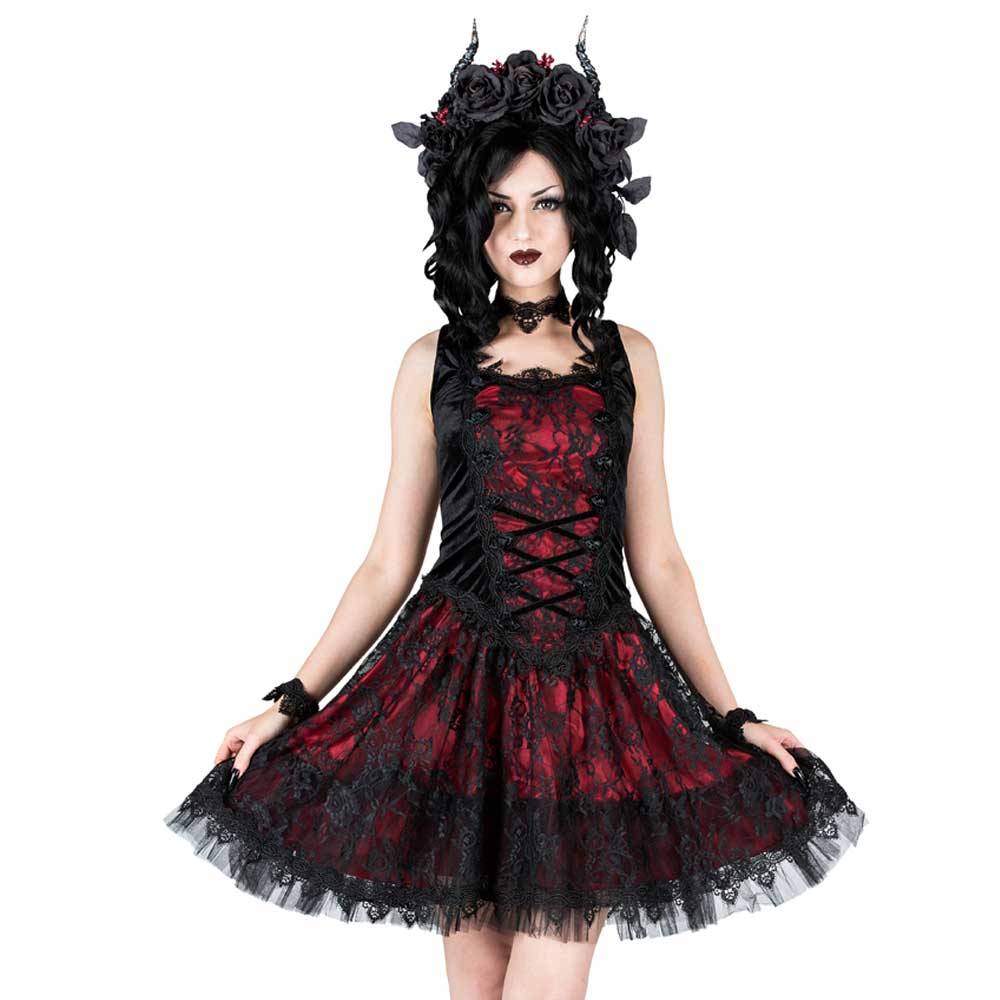 Sinister - 1023 Robe courte - Bordeaux rouge/Noir